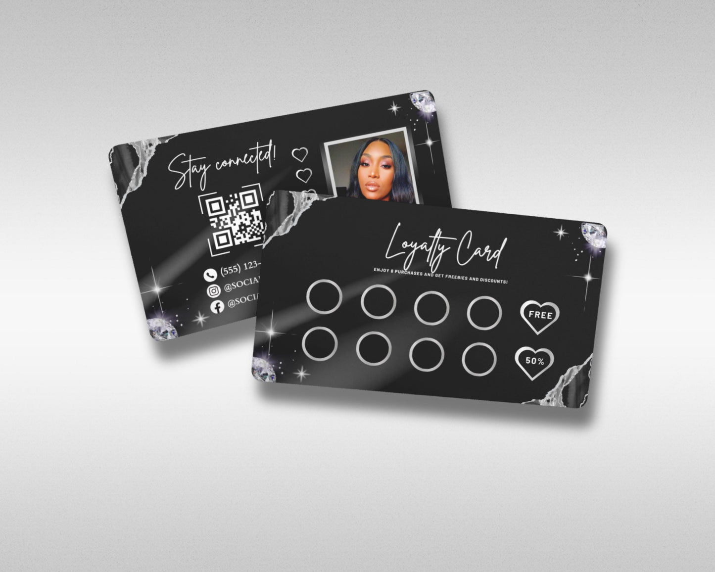 beauty loyalty cards, diy marketing cards template design, hair business rewards card, lash vip loyalty cards, salon business card template