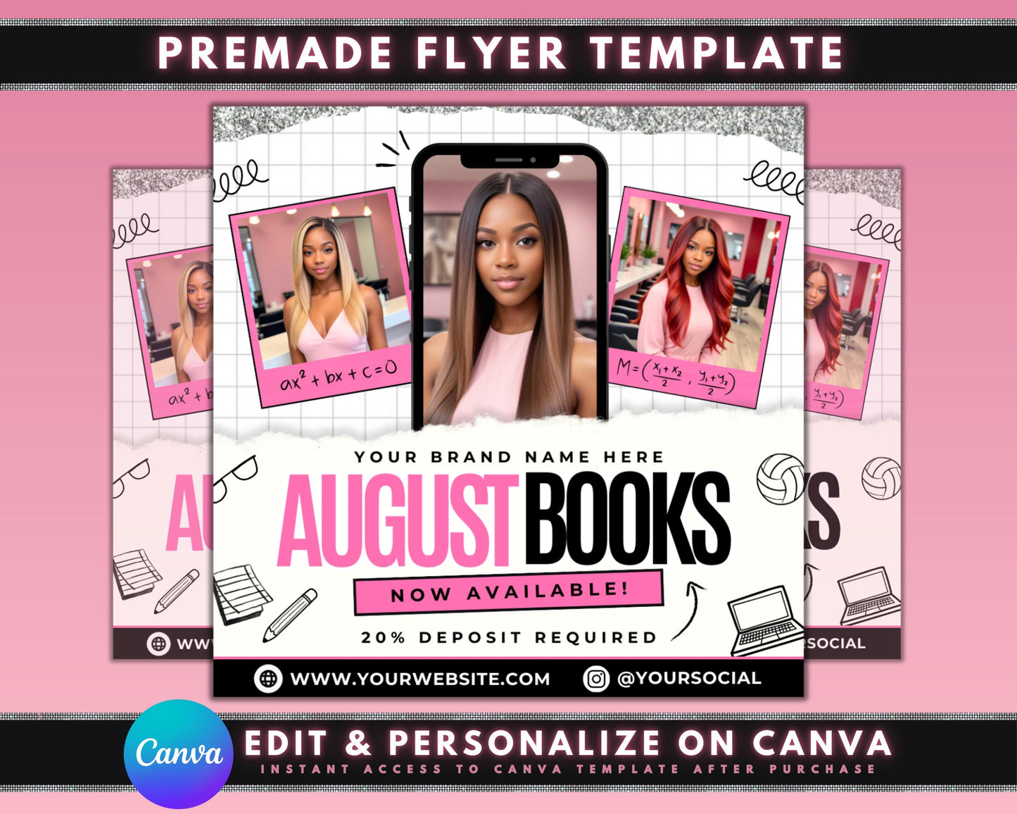 august promotions back to school deals summer hair treat yourself relaxation self-care haircut hairstyling hair color highlights nails manicure pedicure facial massage waxing limited time only dont miss out book your appointment today