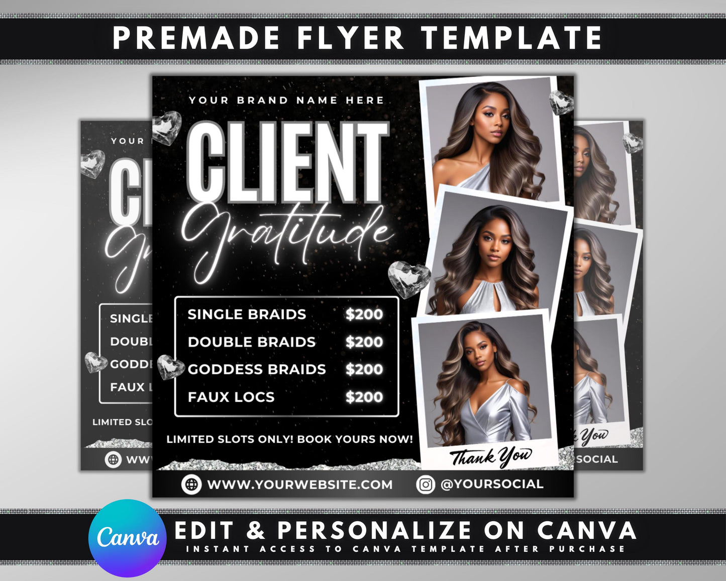 client appreciation thank you you are valued because you deserve it special offers exclusive deals haircut & style makeup application skincare treatments facials massages waxing lashes brows nails braids braids sale knotless jumbo braids deals