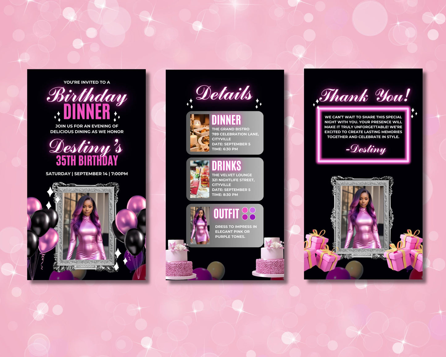 animated birthday invitation birthday dinner invitation instagram video invitation digital invitation birthday party video birthday dinner animation cake animation fork and knife animation champagne toast animation balloons animation rsvp