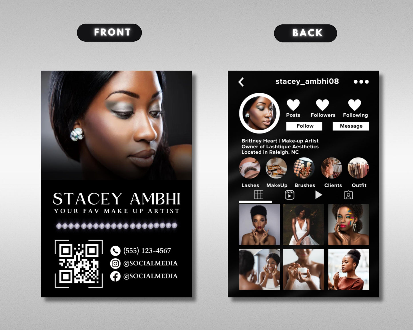 beauty business card instagram template digital business card social media business card beauty branding beauty marketing beauty entrepreneur qr code to instagram modern business card template luxury business card beauty salon business card