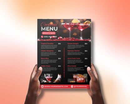 cocktail menu flyer drink menu flyer bar menu flyer beverage flyer cocktail party flyer bar flyer happy hour flyer modern cocktail menu elegant cocktail flyer creative cocktail design stylish drink menu professional bar menu trendy beverage flyer