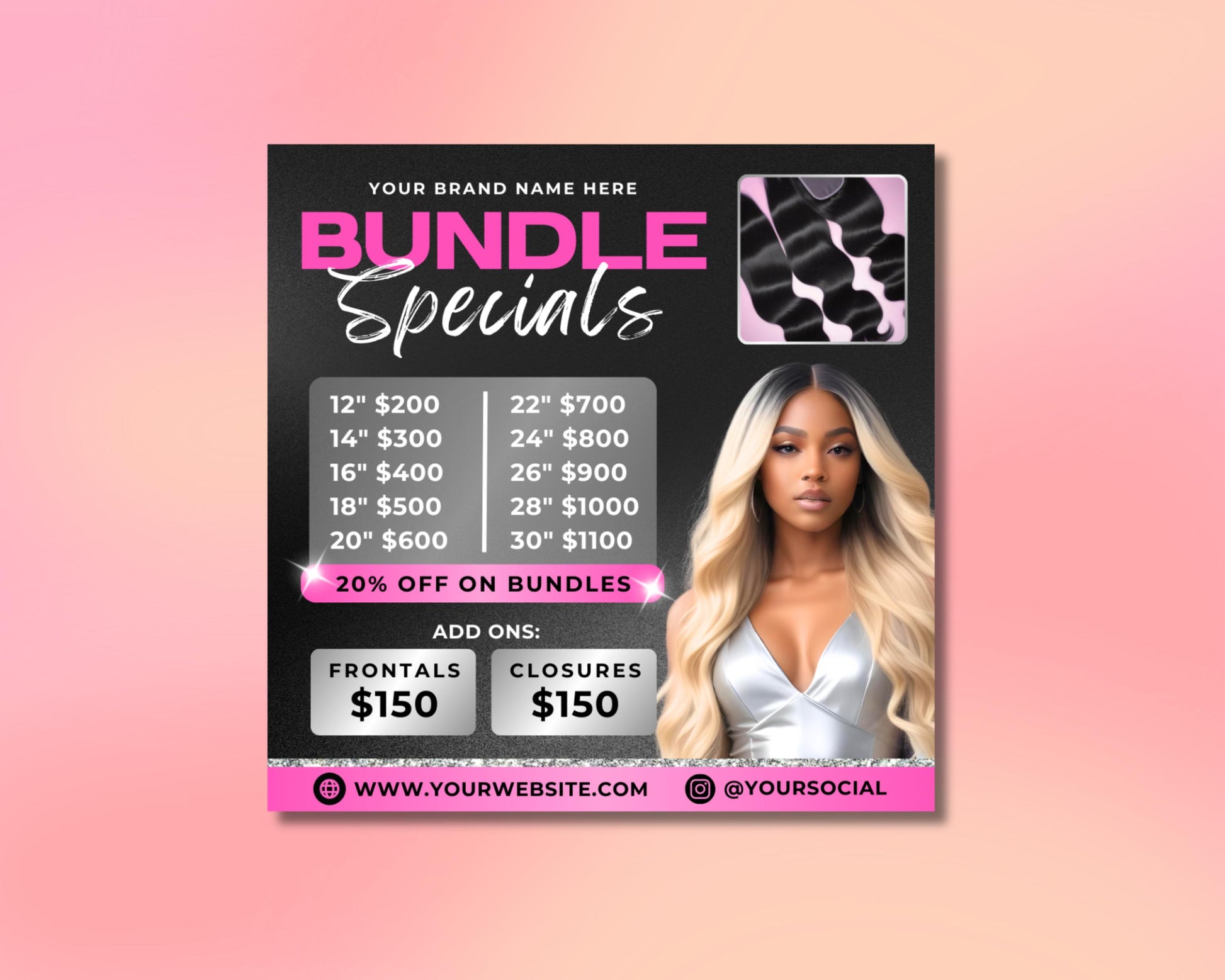 hair bundle deals hair bundle flyer hair bundle sale hair bundle promotion hair bundle discount hair bundle offer hair bundle package hair bundle template straight hair bundles body wave hair loose wave hair closure deals frontal deals wig deals