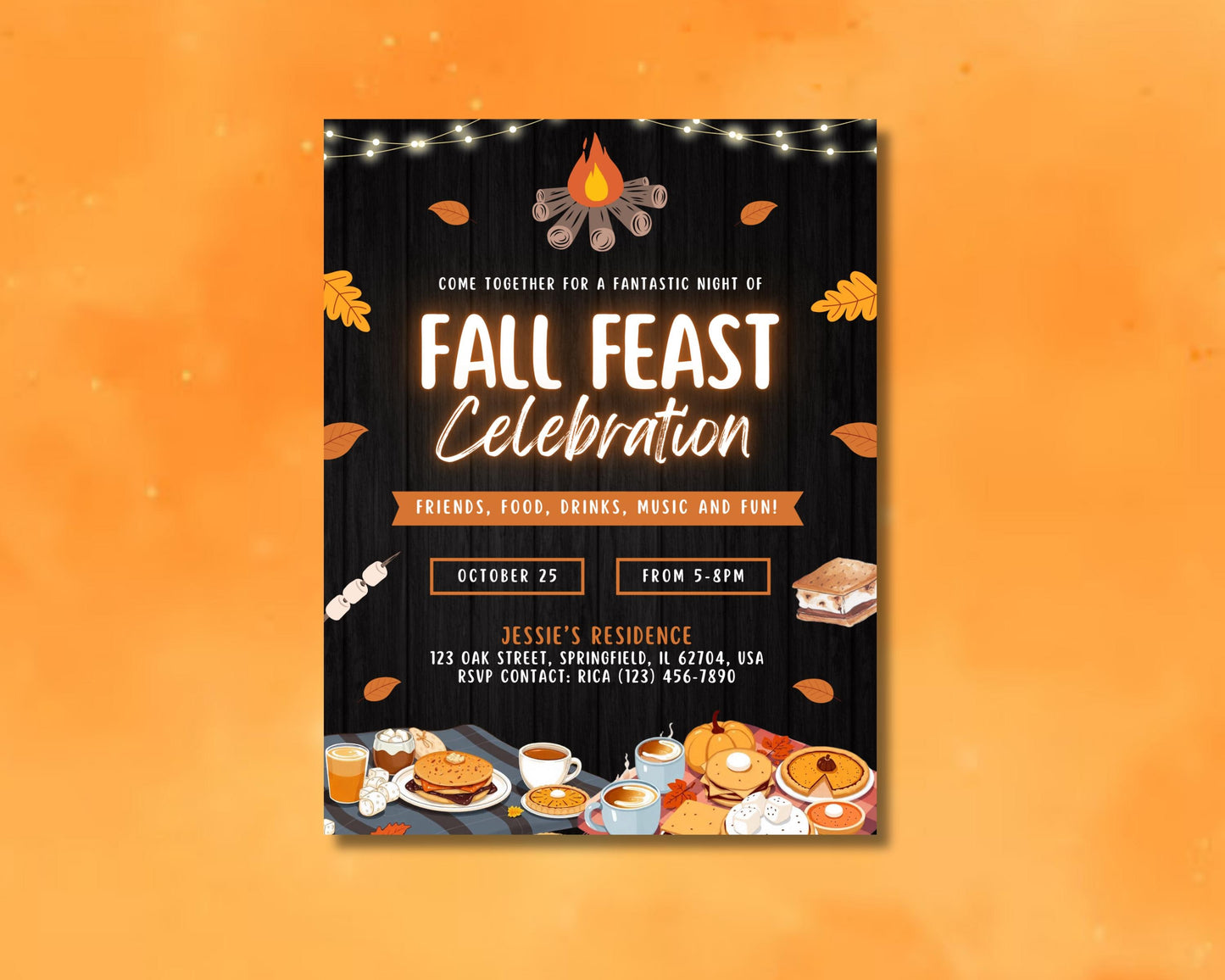 fall feast celebration party event gathering autumn harvest thanksgiving seasonal drink menu buffet dinner dessert entertainment music games activities decorations costumes family friends community join us come celebrate autumnal abundance