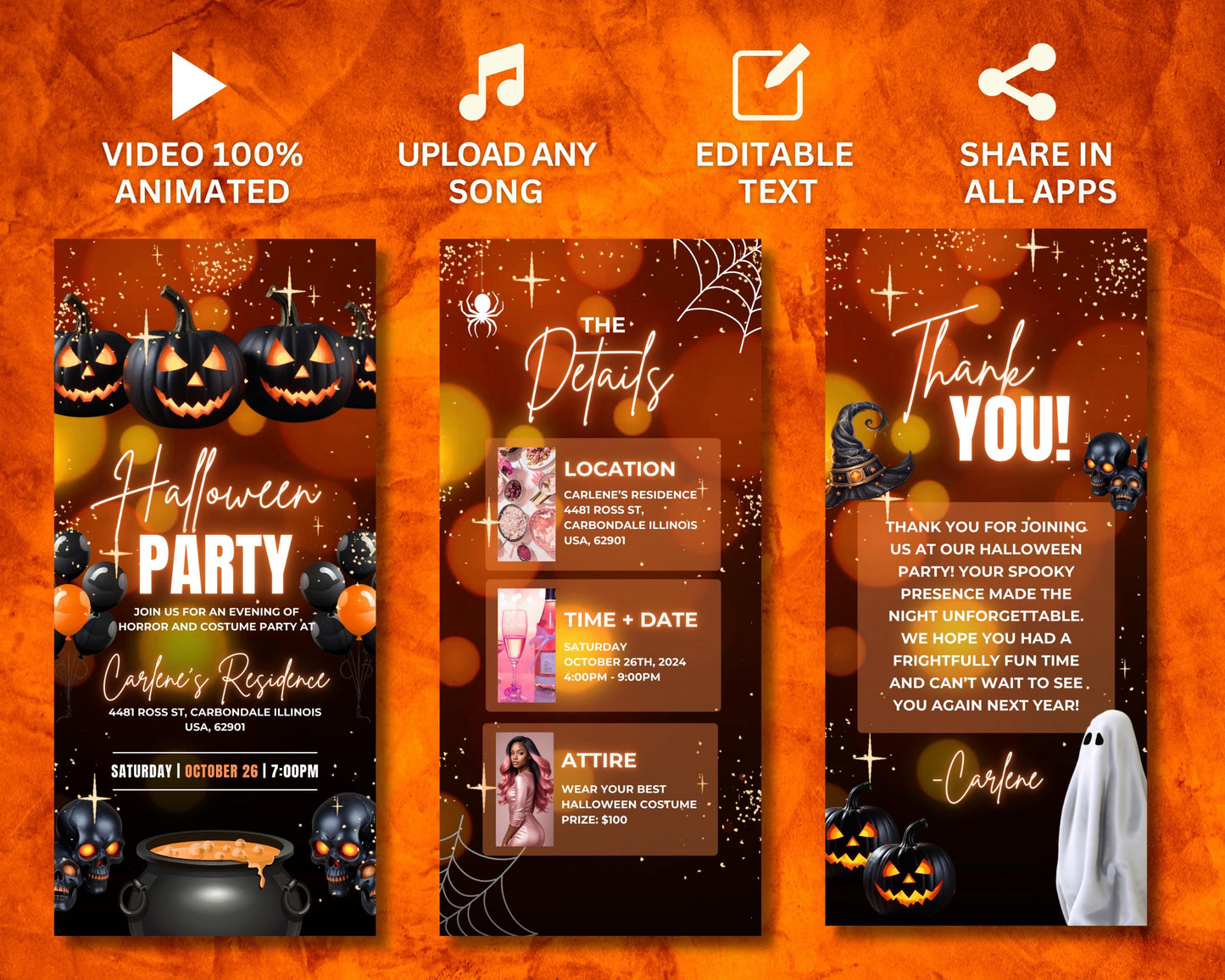 animated halloween invitation halloween party invite template halloween invitation halloween party invitation ideas halloween party flyer halloween party poster location date and time attire thank you note costume party horror party video invite