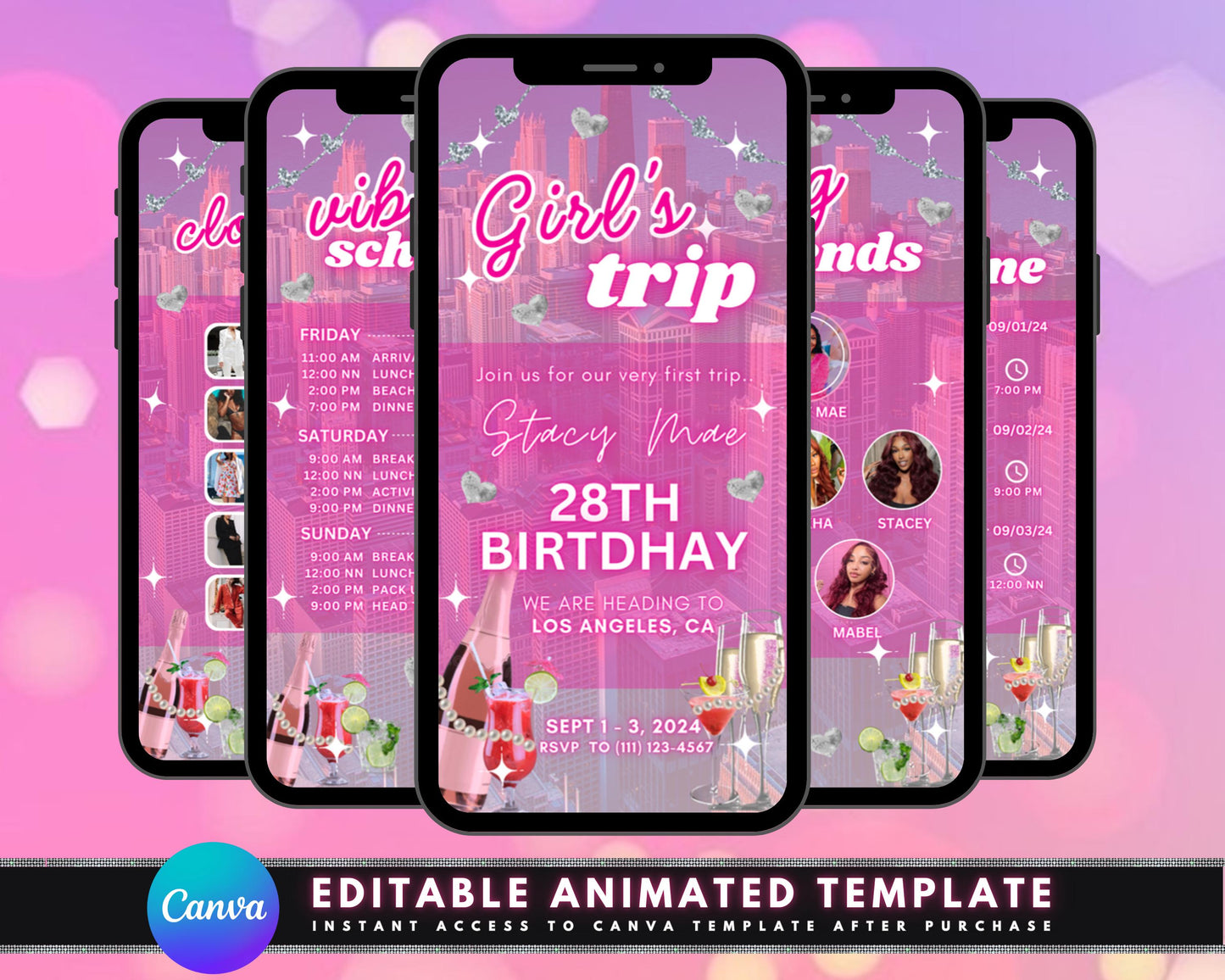 girls trip birthday celebration itinerary weekend getaway vacay friendship relaxation adventure beach day spa day hiking wine tasting shopping spree nightlife pool party cooking class sightseeing game night accommodation transportation budget rsvp