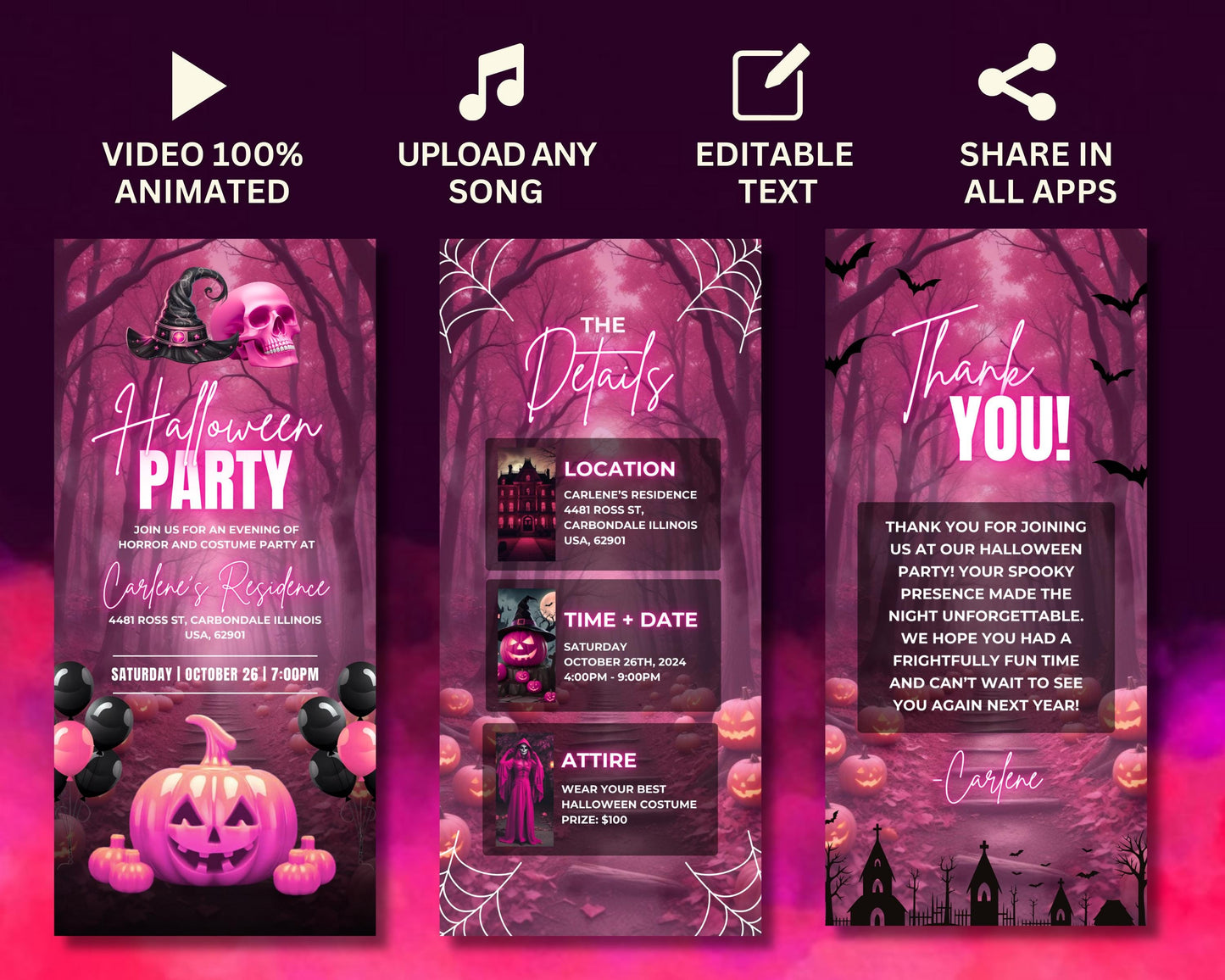 animated halloween invitation halloween party invite template halloween invitation halloween party invitation ideas halloween party flyer halloween party poster location date and time attire thank you note costume party horror party video invite