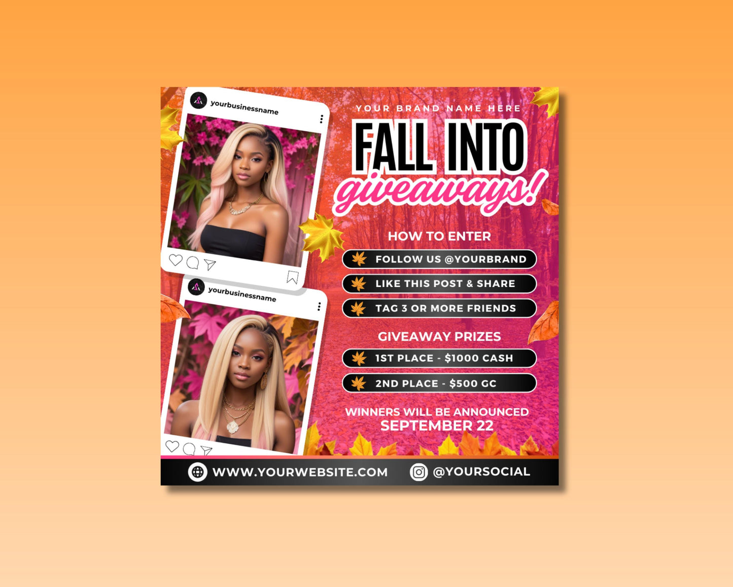 fall giveaway beauty giveaway beauty contest fall beauty autumn beauty beauty products beauty services giveaway flyer flyer template fall skincare fall makeup autumn hair care beauty raffle beauty contest beauty prizes beauty deals beauty discounts