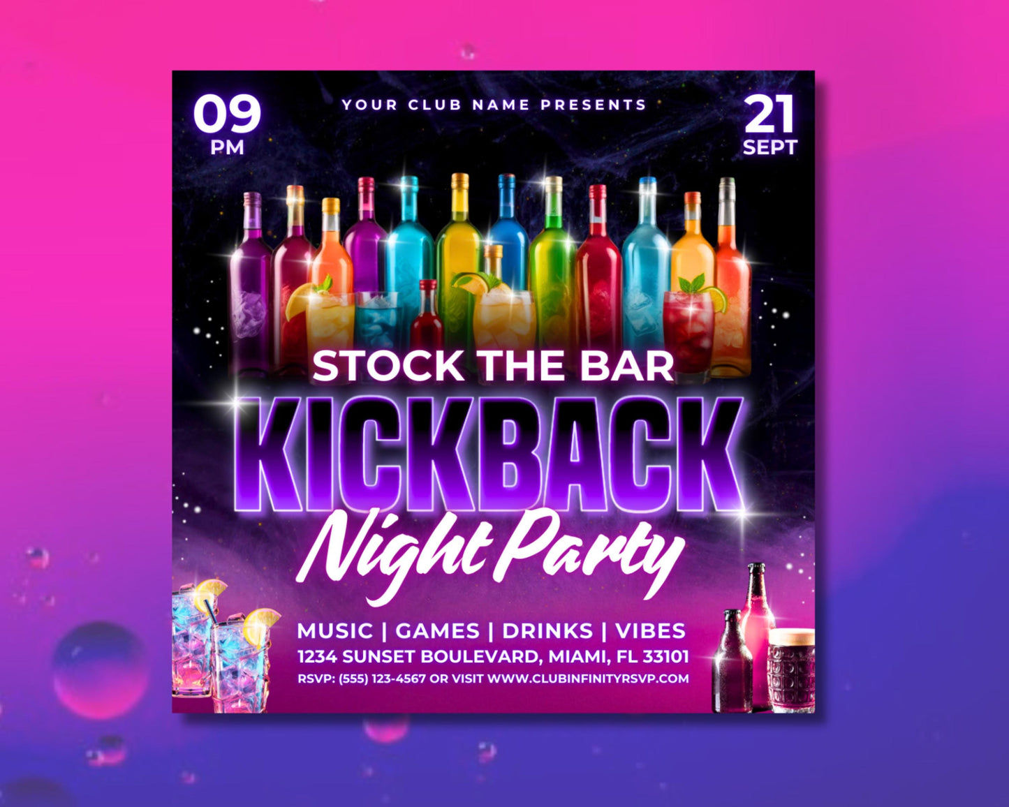 party flyer kickback flyer social event gathering get-together chill vibes relaxation fun enjoyment music food drinks games activities outdoor indoor casual laid-back friends family community rsvp limited spots available lets have a blast