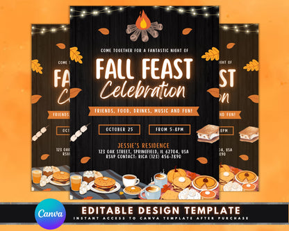 Fall Feast Celebration Party Event Gathering Autumn Harvest Thanksgiving Seasonal Drink Menu Buffet Dinner Dessert Entertainment Music Games Activities Decorations Costumes Family Friends Community Join us Come celebrate Autumnal Abundance