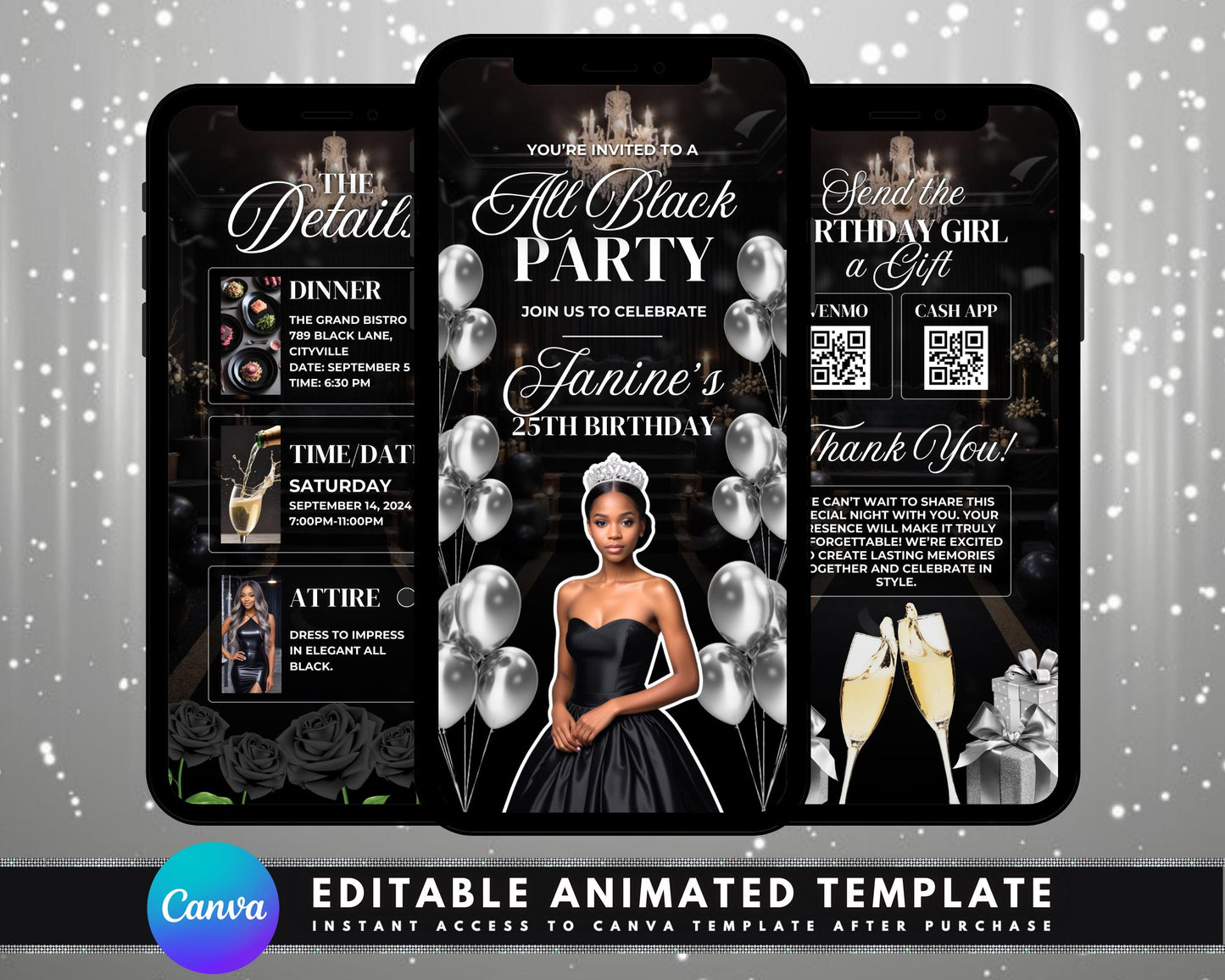 animated birthday invitation birthday dinner invitation instagram video invitation digital invitation birthday party video birthday dinner animation cake animation fork and knife animation champagne toast animation balloons animation rsvp