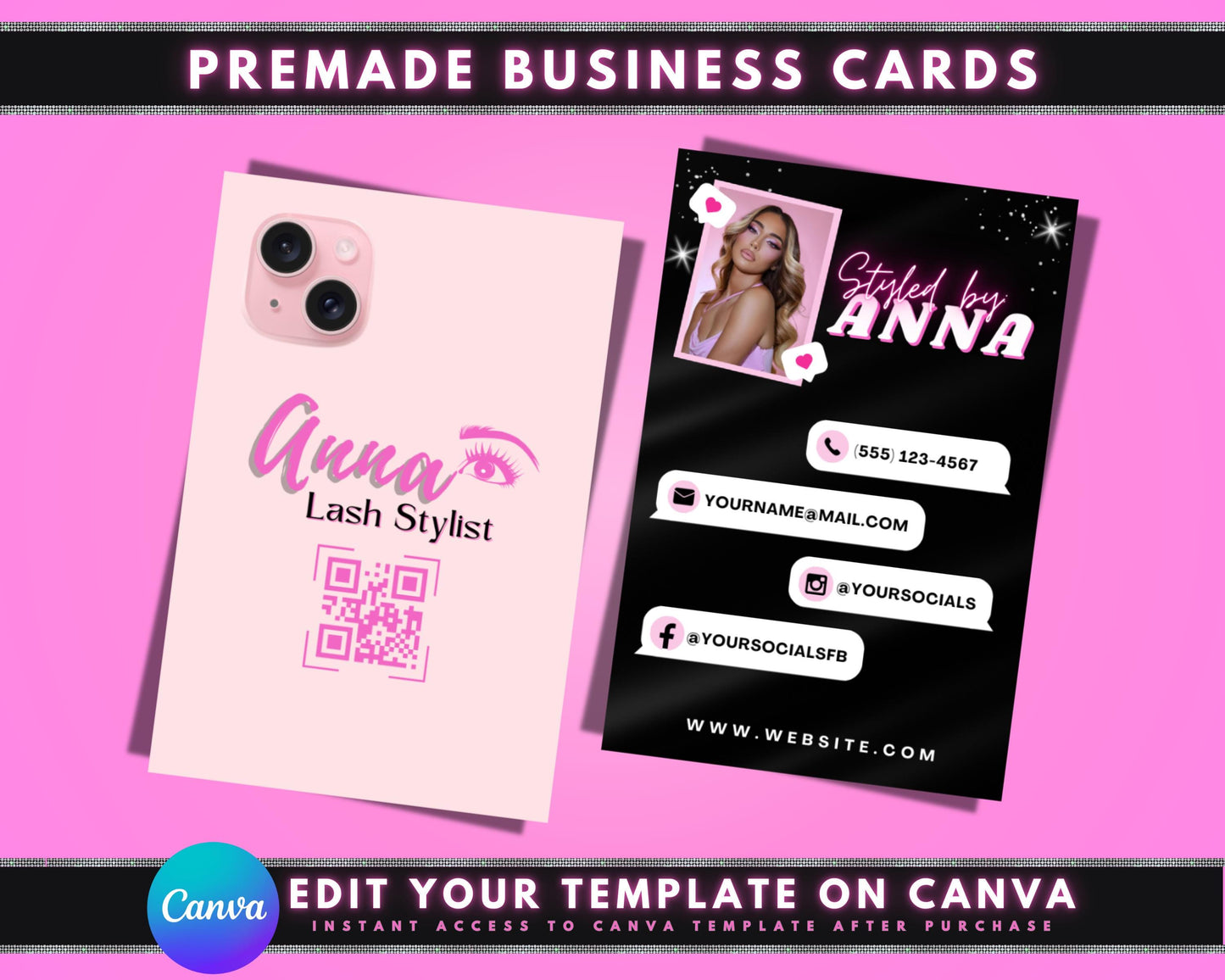 beauty business card instagram template digital business card social media business card beauty branding beauty marketing beauty entrepreneur qr code to instagram modern business card template luxury business card beauty salon business card