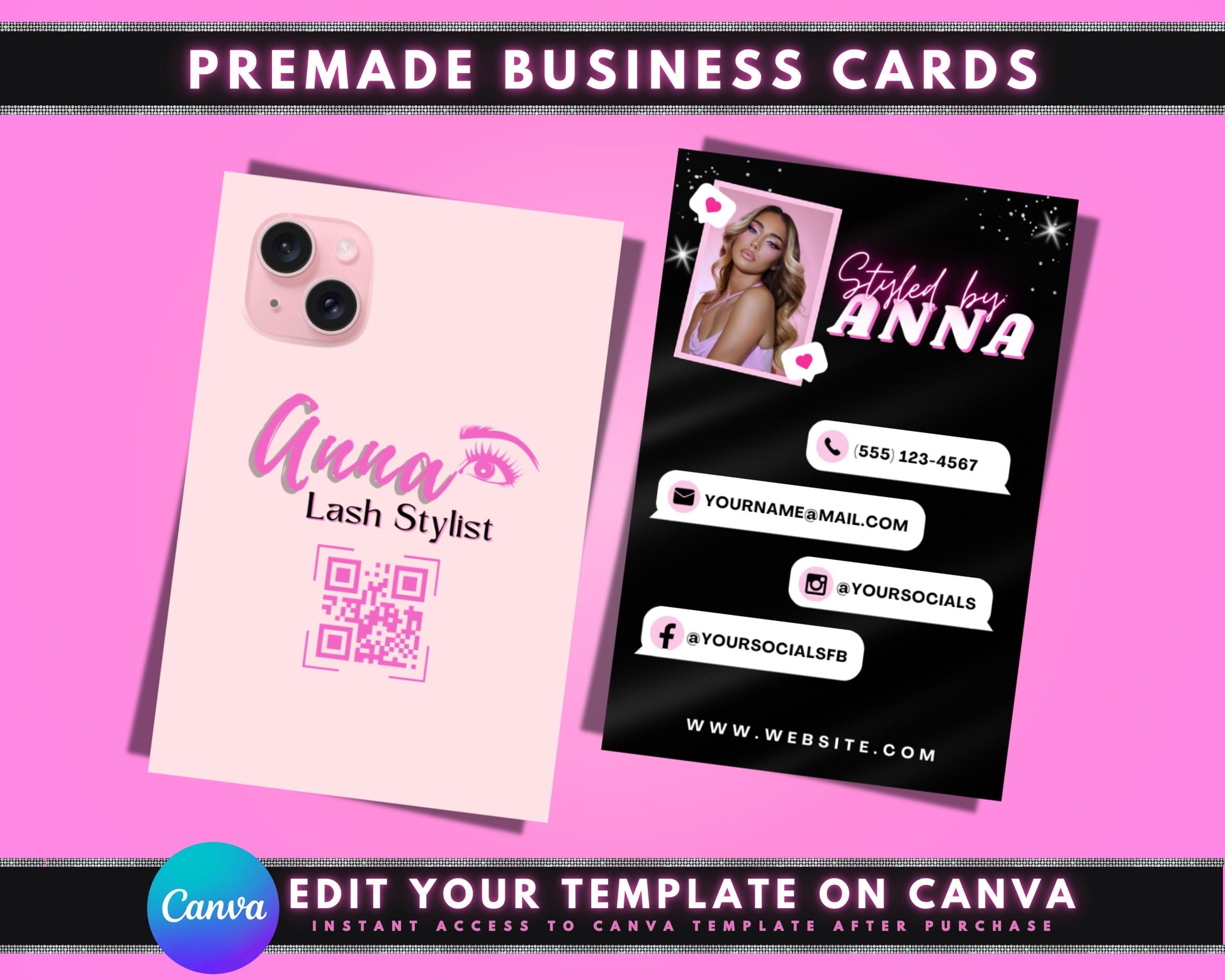 beauty business card instagram template digital business card social media business card beauty branding beauty marketing beauty entrepreneur QR code to Instagram modern business card template luxury business card beauty salon business card