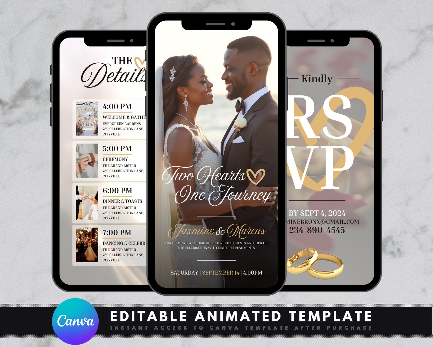 animated wedding invitation digital animated wedding invitation wedding video invitation online e-invite motion graphics custom personalized animation video editing sound design wedding dress suit rings hearts flowers cake champagne dancing kissing