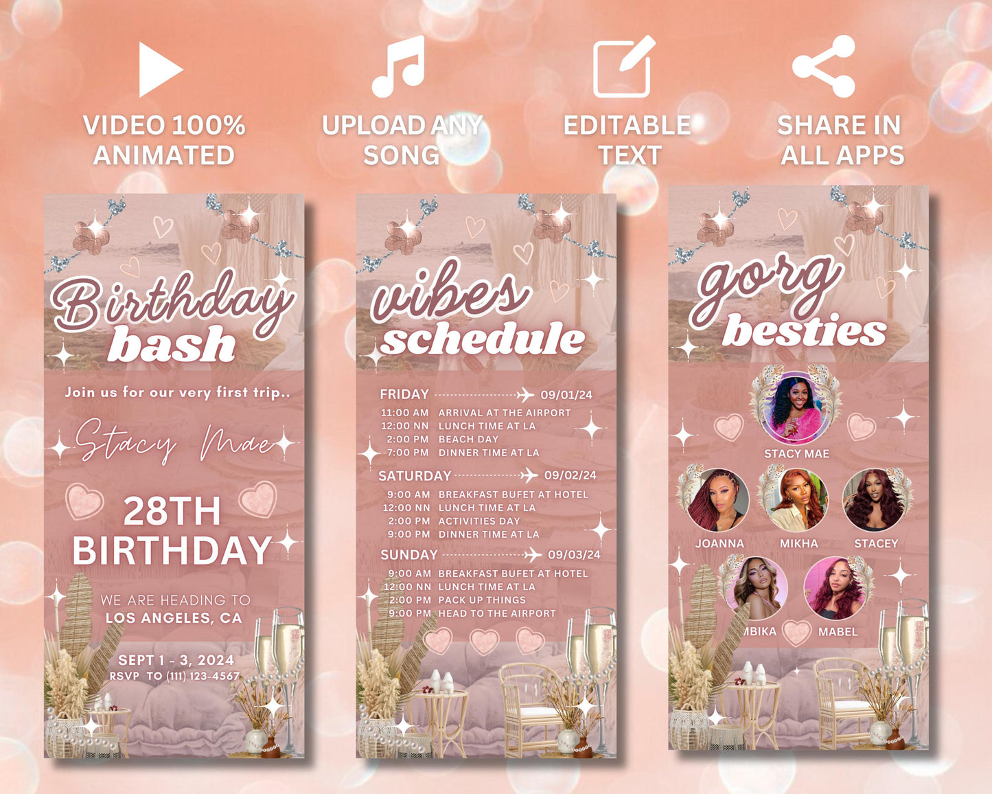 birthday party invitation dinner party invitation glamorous invitation feminine invitation rose gold theme digital design printable invitation animated birthday invitation girls dinner invitation rose gold invitation template editable invitation