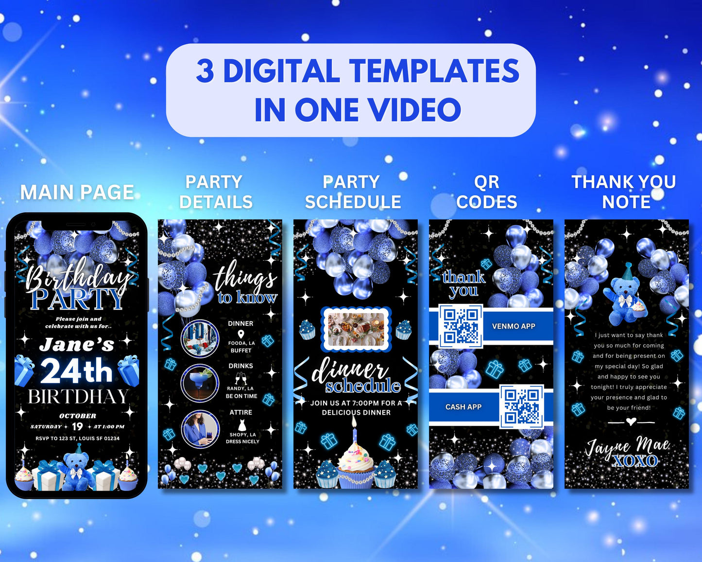 blue and silver birthday invitation animated birthday invitation birthday party invite template digital birthday birthday party party invitation design invitation template birthday celebration online invitation invitation maker