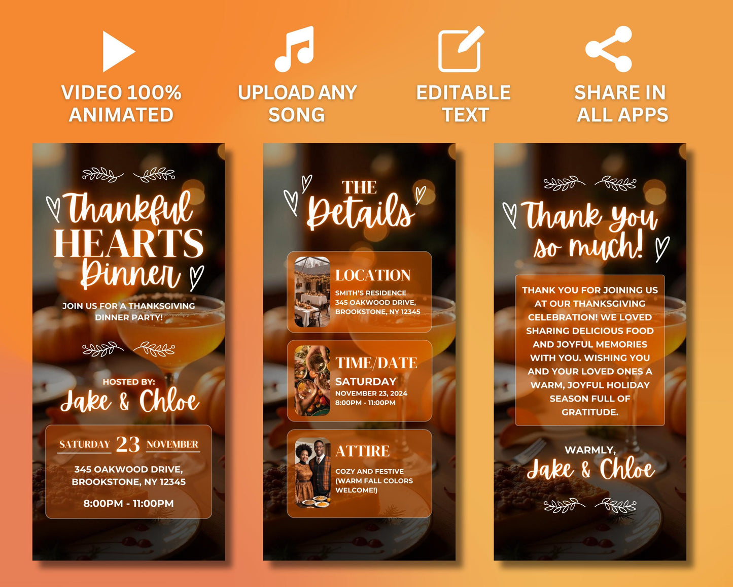 thanksgiving
dinner
invitation
invite
video
animated
template
holiday
family
friends
gathering
festive
warm
cozy
traditional
modern
elegant
casual
turkey
pumpkin pie
cranberry sauce
sweet potato casserole
apple pie
pecan pie