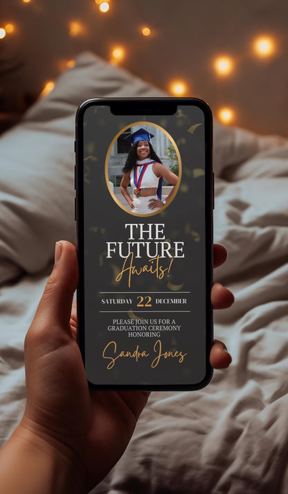 Graduation
Invite
Invitation
Video invitation
Animated invitation
E-invite
Digital invite
Ceremony
Celebration
Commencement
Party
Event
RSVP
Graduate
Future
Success
Achievement
Milestone
Graduation cap
Diploma
Graduation gown