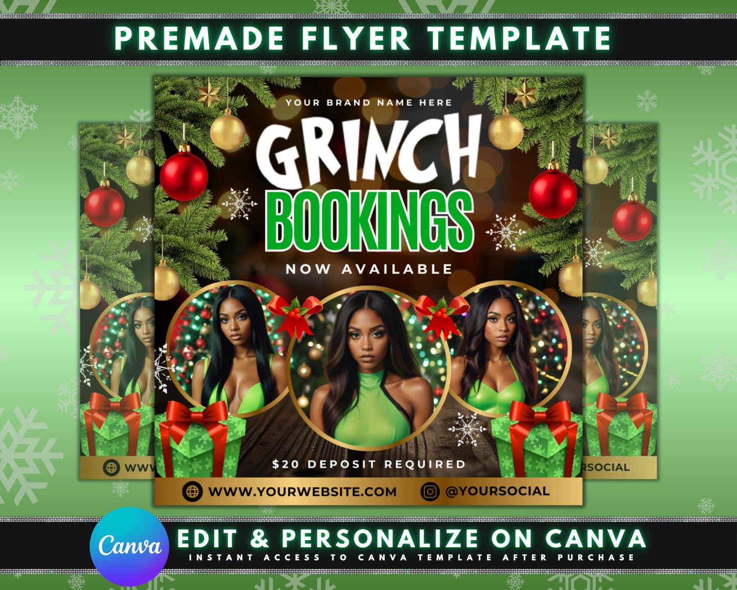 grinchy glam
sleigh the look
whoville glow
steal the spotlight
naughty or nice
green with envy
dont be a grinch book now!
holiday glam
get gorgeous, no grinches allowed
tame that holiday stress
from grinch to glamorous
glow like cindy lou who
holiday