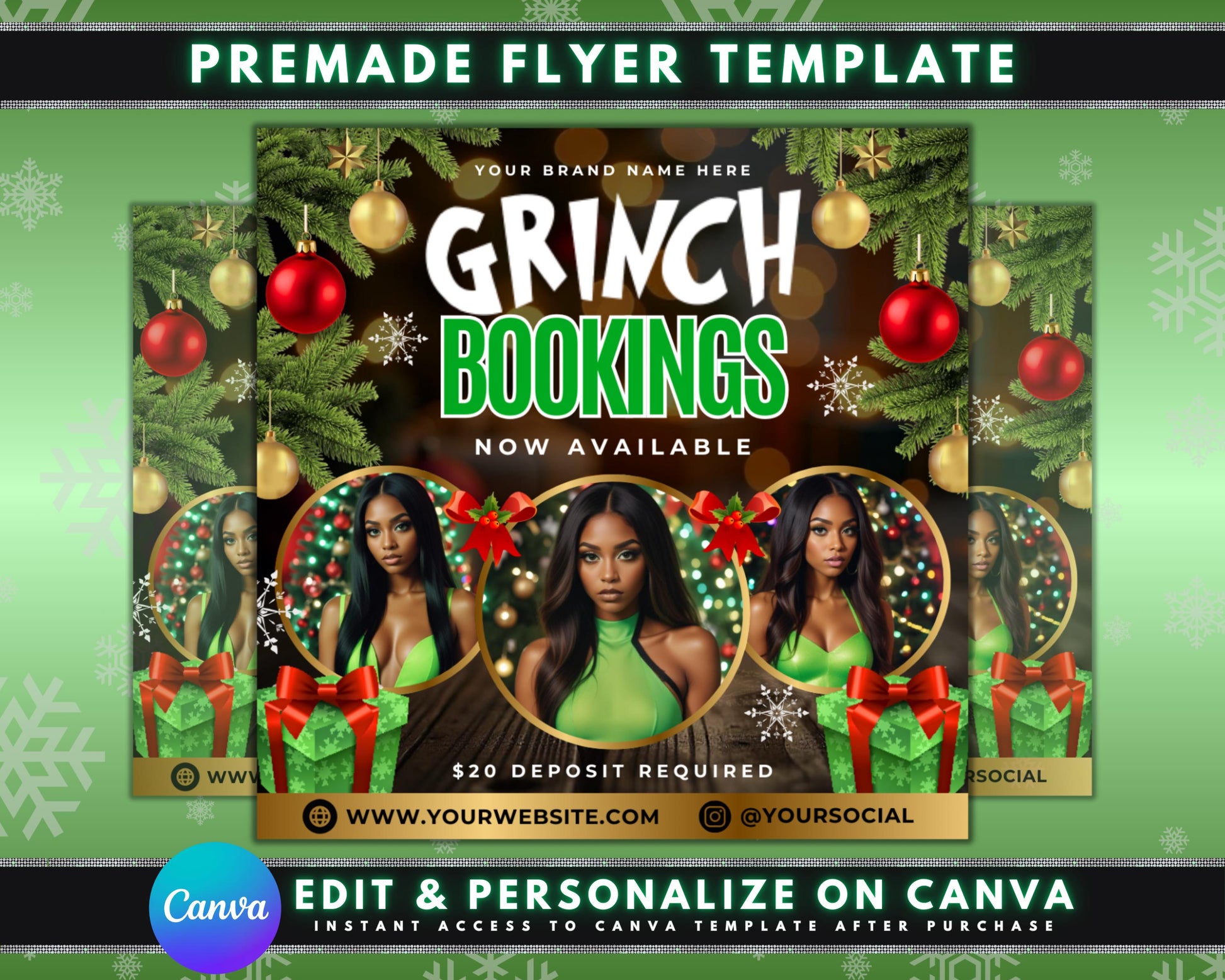 Grinchy Glam
Sleigh the Look
Whoville Glow
Steal the Spotlight
Naughty or Nice
Green with Envy
Dont Be a Grinch Book Now!
Holiday Glam
Get Gorgeous, No Grinches Allowed
Tame That Holiday Stress
From Grinch to Glamorous
Glow Like Cindy Lou Who
Holiday